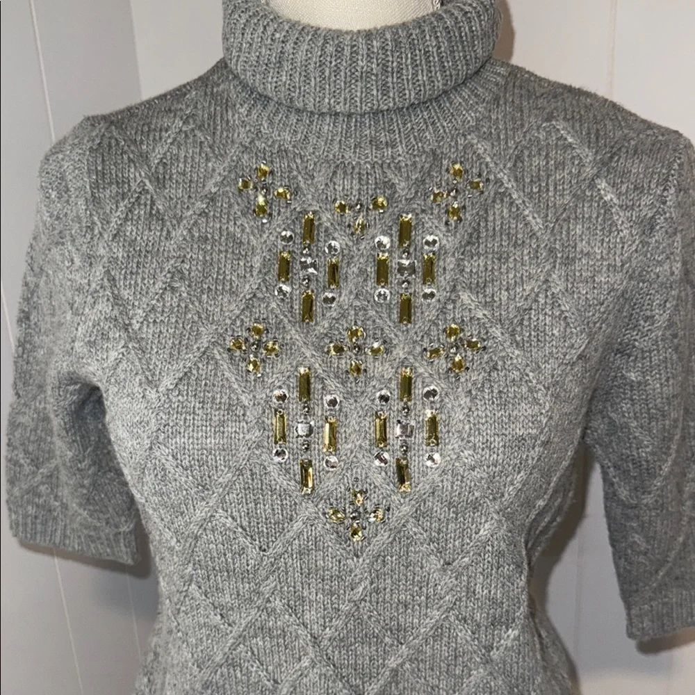 The Limited Gray Cowl Neck Sweater with Gold Accents